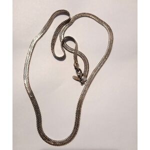 Napier 20” Silver Tone Herringbone Chain Necklace Lobster Clasp Signed